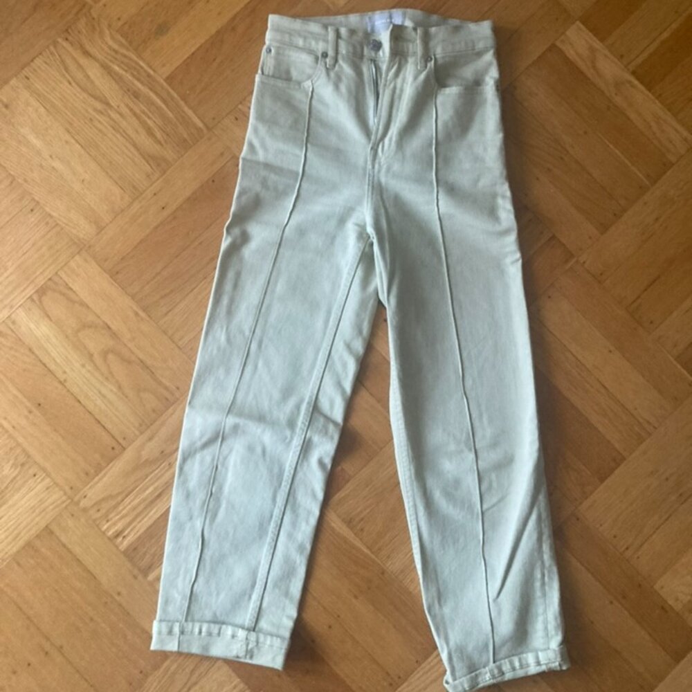 Everlane Way High Denim in Green Tea, Sz 24